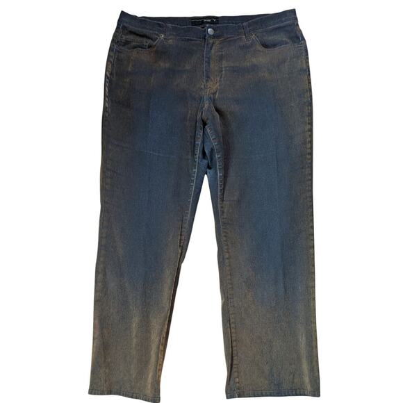 VTG Flare Jeans Plu Size 20 Dirty Suede Look 90s Y2K Boot Cut Flocked Denim - Picture 1 of 10